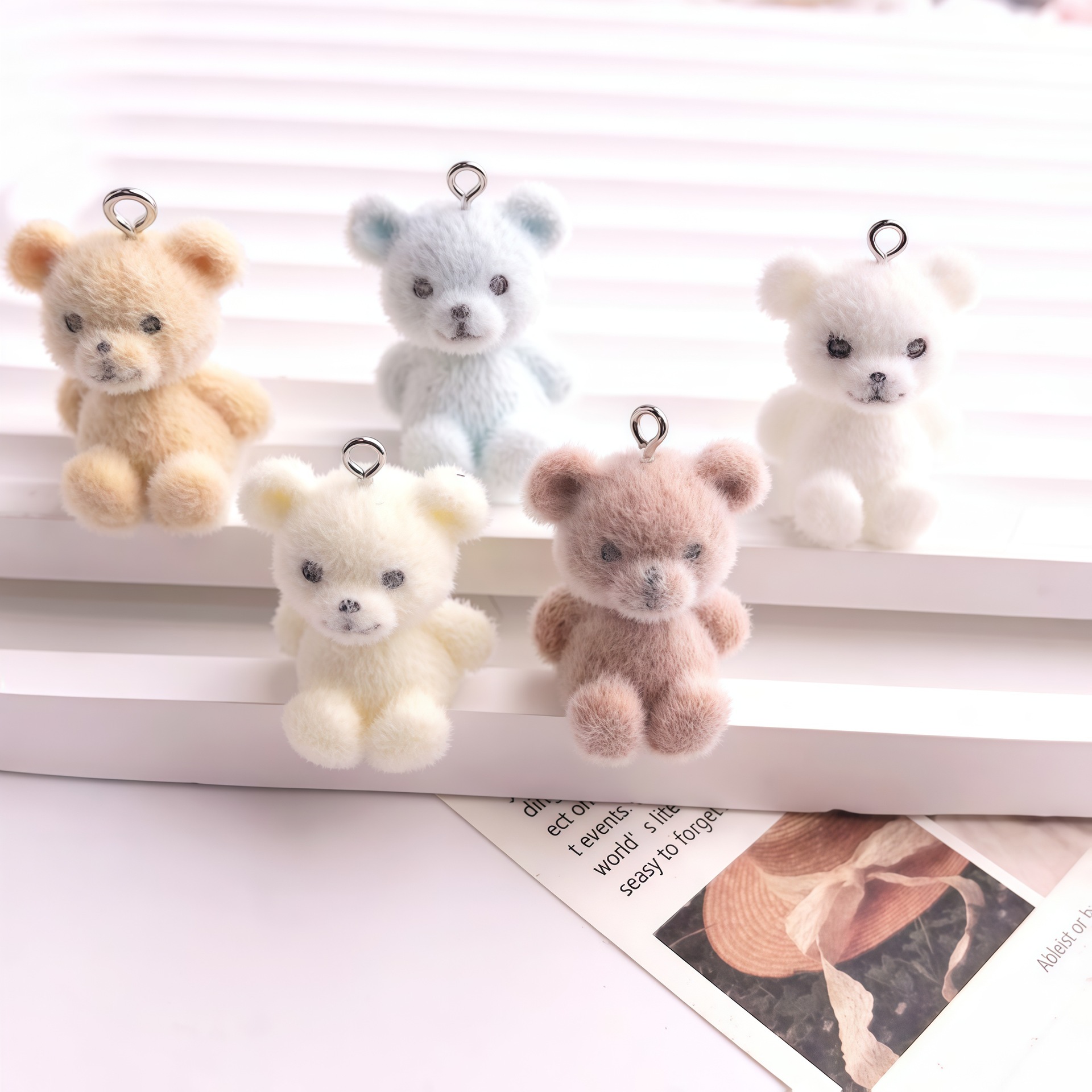 Resin Art Essentials - 5 шт. 3D флокированный медведь, подвески