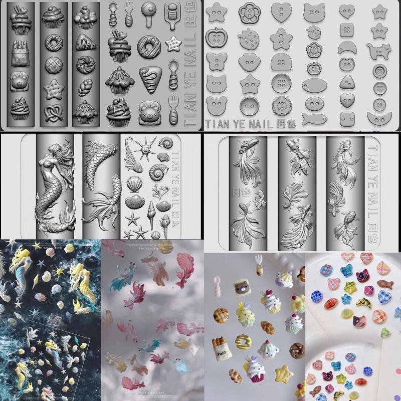 Resin Art Template - 3D-шаблоны для ногтей из мягкого силикона: